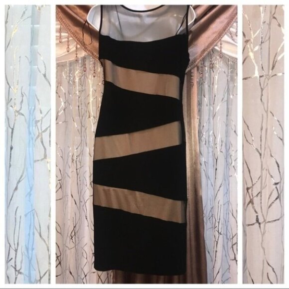 R & M Richards Size 10 Black/ Tan Sleeveless Dress - Picture 3 of 3